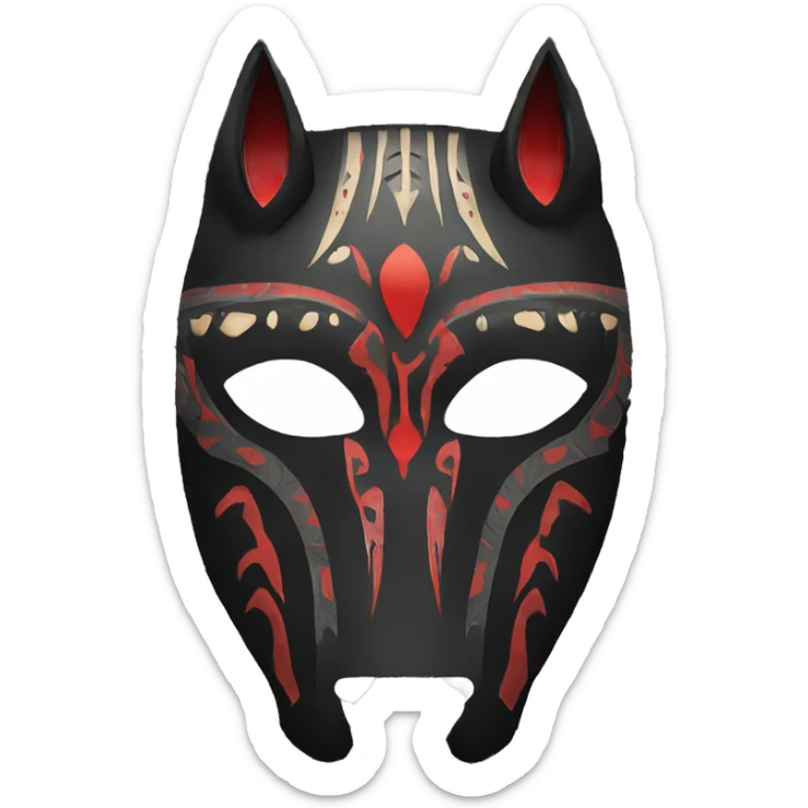 Black mask of a horse with red and vertical eyes in a tribal style sticker