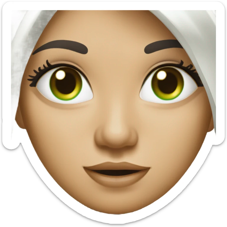 Woman with green eyes and long long dark brown super straight straight hair blowing a kiss sticker