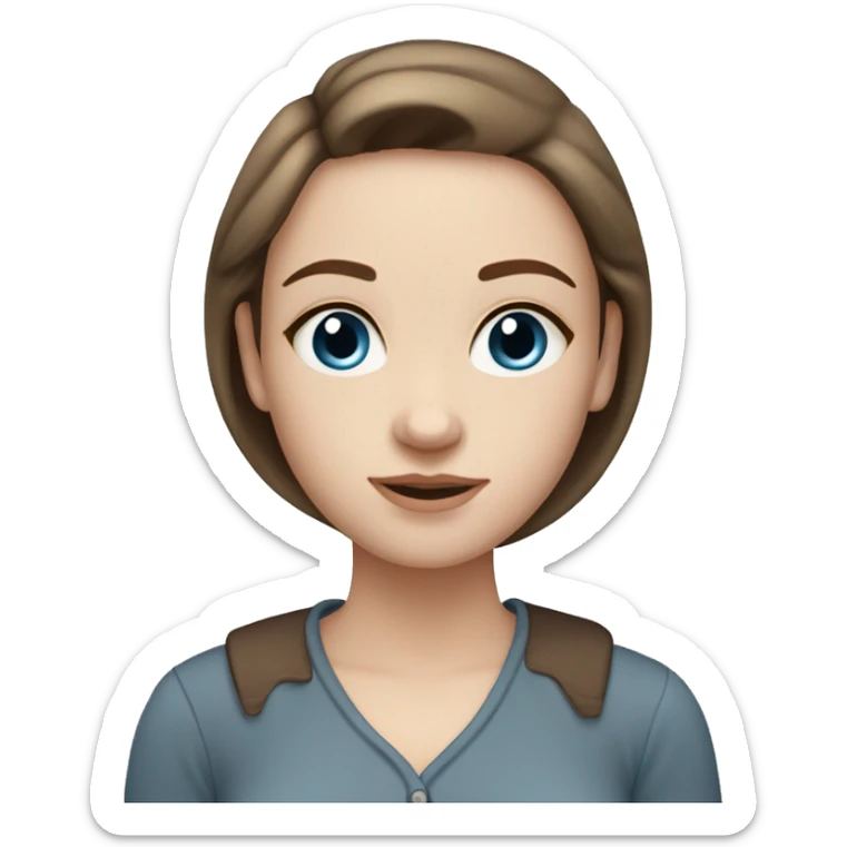 the pretty girl with pale skin, grey-blue eyes, cold brown straight hair, and round silver earrings  sticker