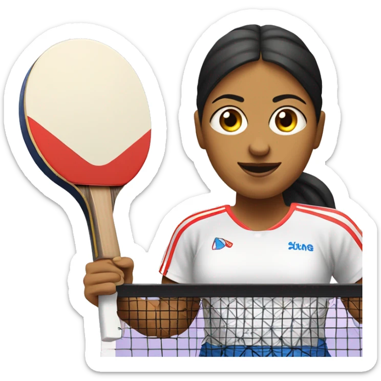 deportista mujer de ping pong con una protesis en la pierna derecha, no tiene un pie derecho sticker