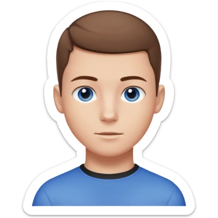 teenage male with buzz cut, brown hair, white, and blue eyes  sticker