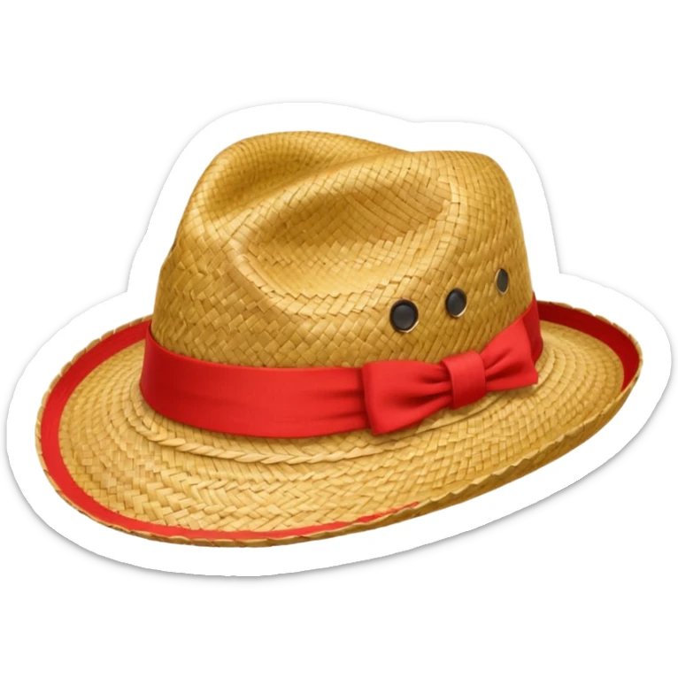 Sombrero de paja con una tira roja en la parte central sin ninguna soporte sticker