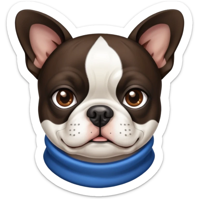 Boston terrier with one brown eye and one blue eye and a coat of brown black and white sticker