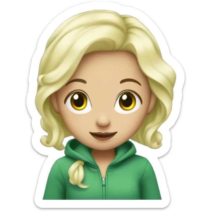 Blonde girl with green hair walking het baby  sticker