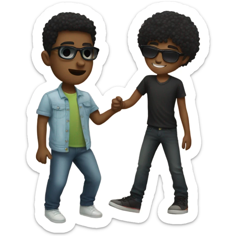 black hair boy with glasses kissing blonde hair boy with sunglasses sticker