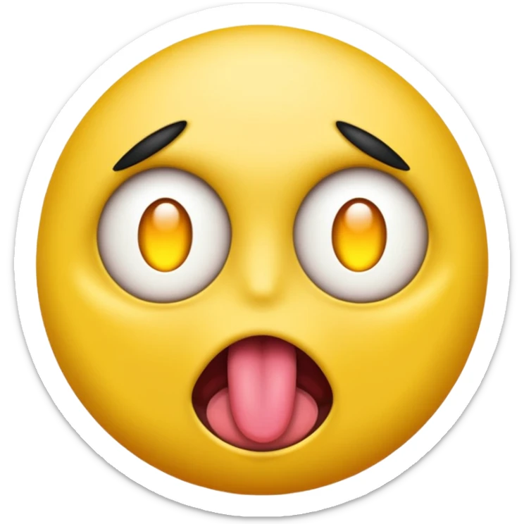 Generate an emoji with yellow lazer eyes, with his tongue out sticker