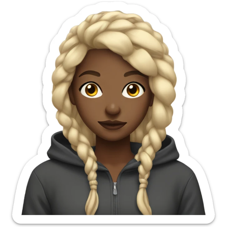 Black girl with blonde and black braids brown eyes in hoodie  sticker