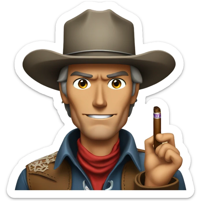 young cowboy Clint Eastwood with a small cigar in his mouth sticker