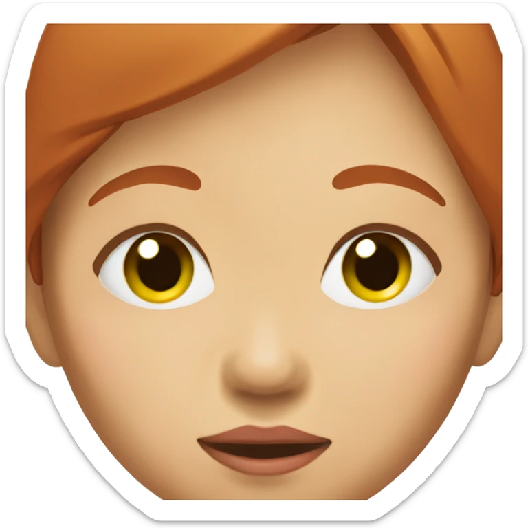 Asian woman with red hair and green eyes holding a baby in her hand. The baby is with open eyds sticker