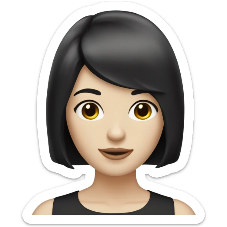 two pale skin women with black hair andlong bob haircut sticker
