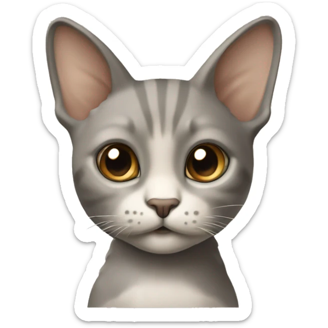 Petit chat, gris et beige avec du beige entre le cou et les pattes, des traits gris et beige sur le front  sticker