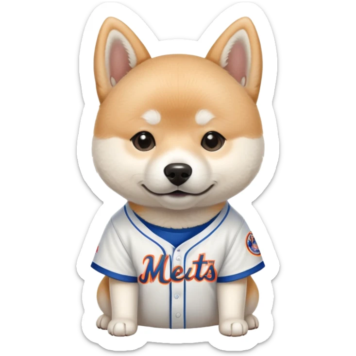 All white Shiba Inu dog wearing a NY Mets shirt  sticker