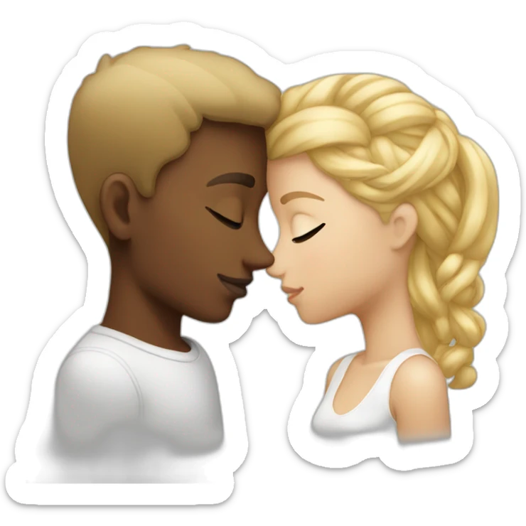 Black person with box hairstyles kissing a white person with blonde hair  sticker