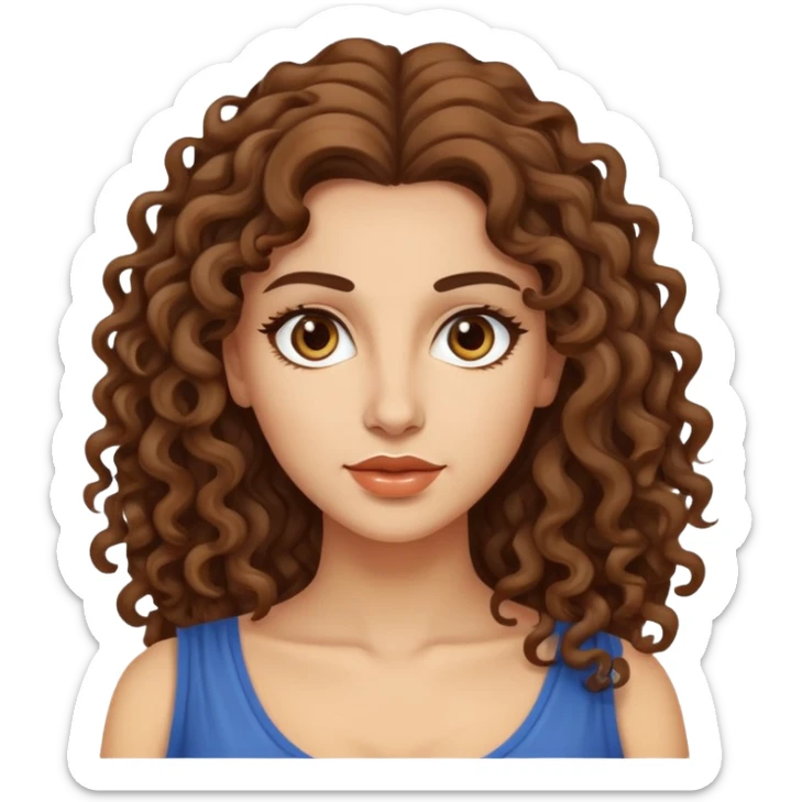 attractive Greek woman with long curly hair and light skin sticker