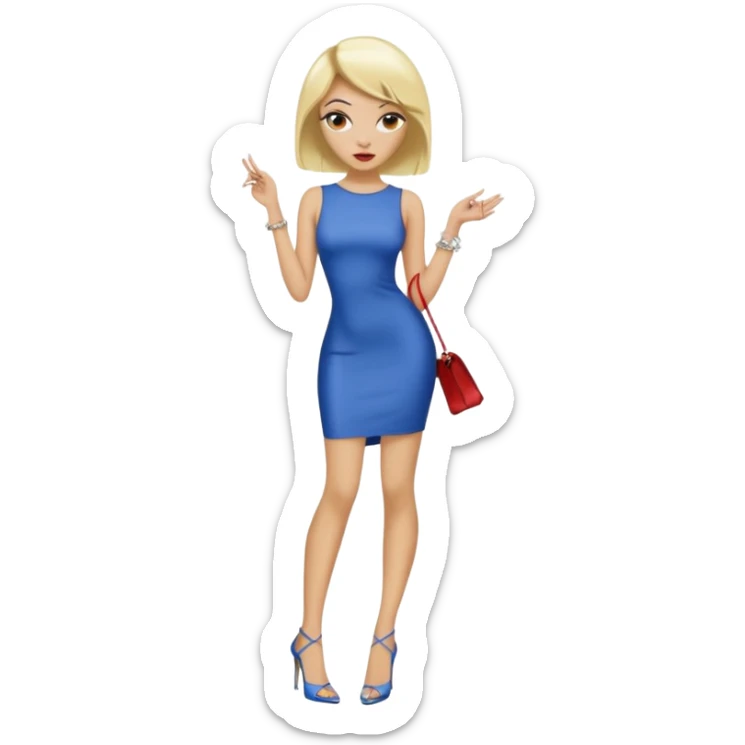 Una chica con el pelo súper largo pero a la vez corto con mechas rubias uñas largas unos tacones súper altos vestido corto a la vez largo y que se parezca a bad gyal  sticker