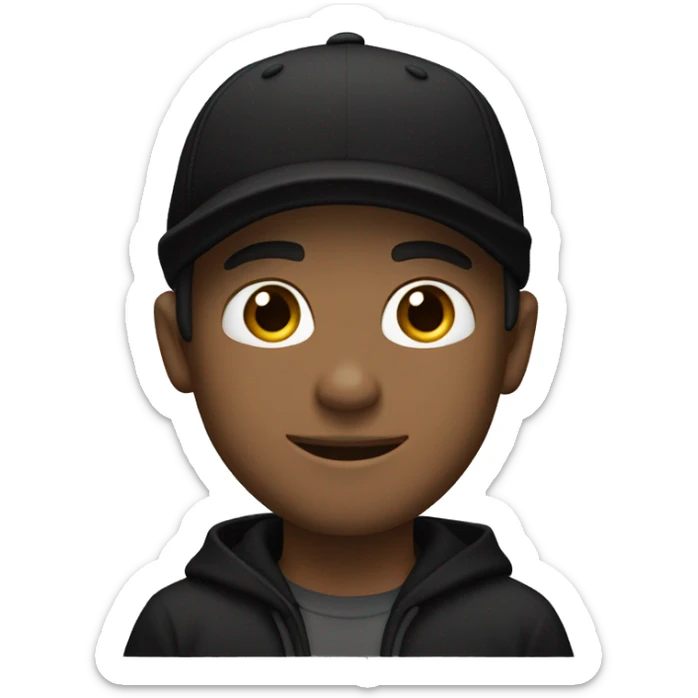 White male wearing black hoodie black baseball cap and black bandana sticker