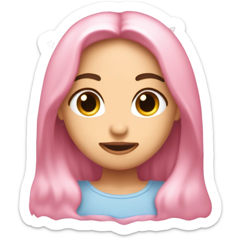 Cara enamorado con los ojos de corazón rosa y nubes y estrellas y destellos alrededor de la cara  sticker