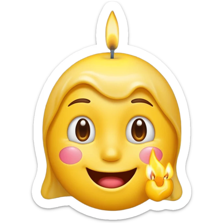 Emoji souriant Avec goutte de sueur qui souffle une bougie sticker