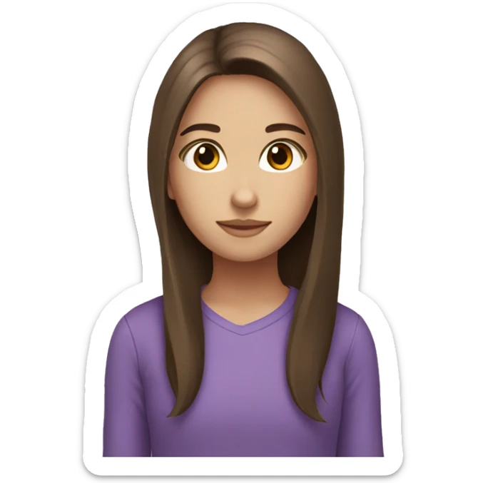 girl with brown hair long hair  brown eyes purple shirt sticker