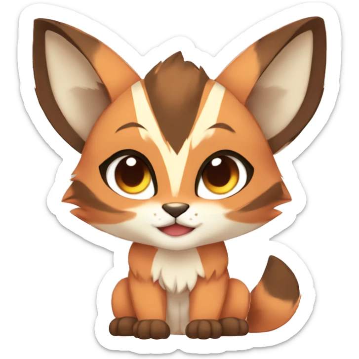 Anthro Beige-Orange-Brown Striped Fur-Sona-Fakemon Lynx-Caracal Full Body sticker