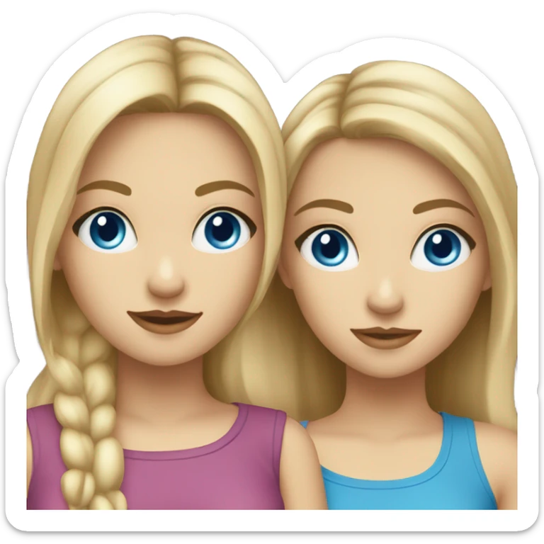 Best friends blonde girl and brunette girl blue eyes  sticker