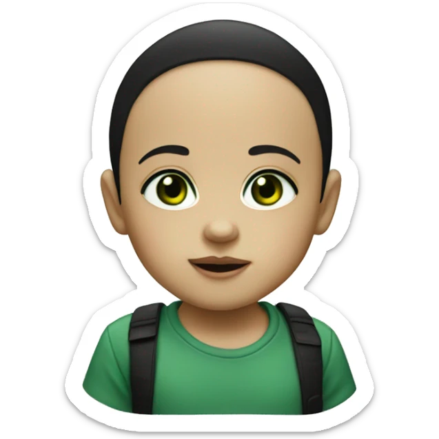 baby with beige skin green eyes and black hair sticker