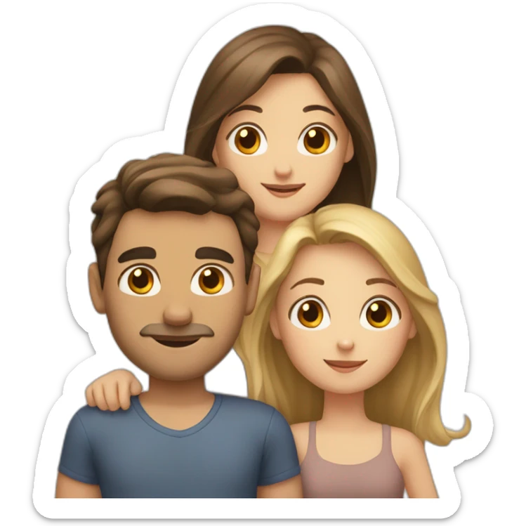 White family, 1 mom with dark hair, 1 boy with Brown hair, 1 girl with long blond hair, 1 girl with long Brown hair sticker
