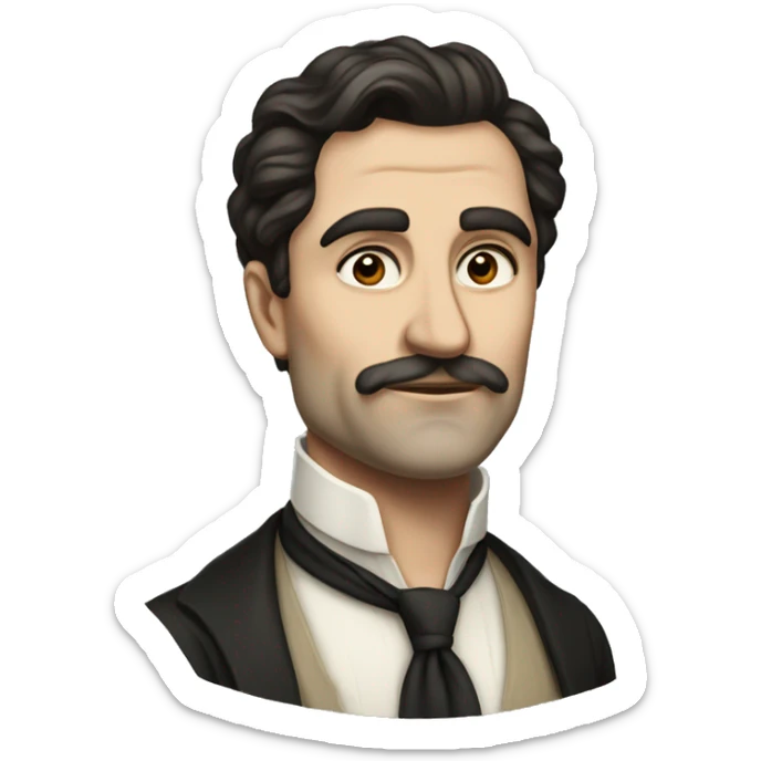 European 40 years old writer of the early 20th century, with dark hair, without mustache, without glasses sticker