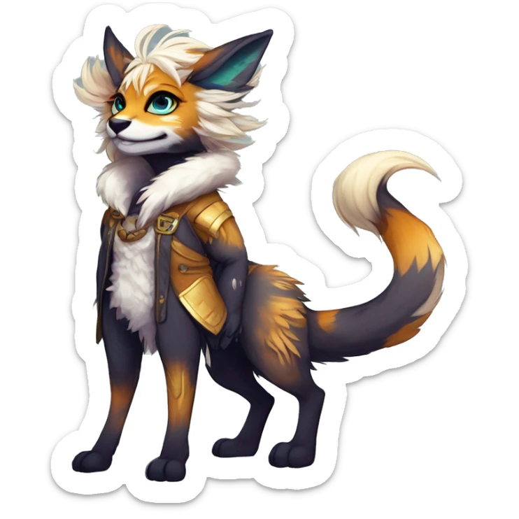 Cool cute Kawaii edgy fantasy shiny animal  fursona Fionbri vernid by griffsnuff & LiLaiRa & Falvie full body sticker