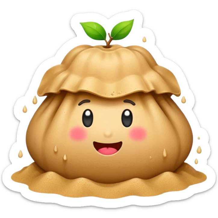 apple style emoji of a sandbag leaking sand, cute and easy to recognize sticker