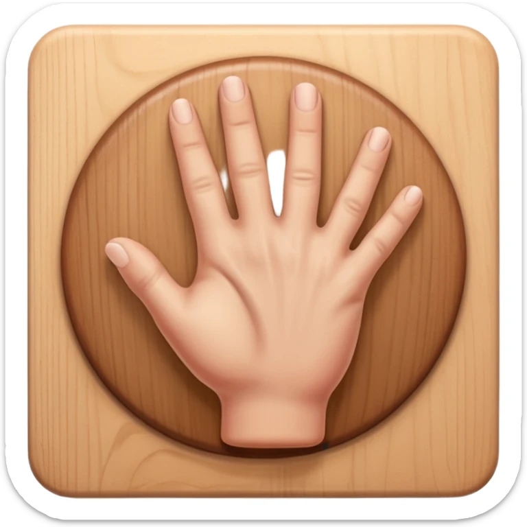 Design an Apple-style emoji of a hand knocking on a wooden door. Realistic shading, soft gradients, rounded shapes, high resolution, transparent background. sticker