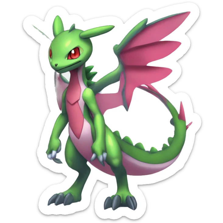 Anthro Cool Edgy Legendary Colorful Shy Shiny Fakemon-Pokémon-Genesect-Flygon-Fantasy-Creature With Full Body Detailed High Quality sticker