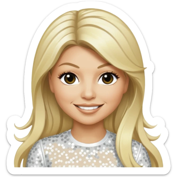 Fergie from Black Eyed Peas with long blonde hair, white sequin outfit  sticker