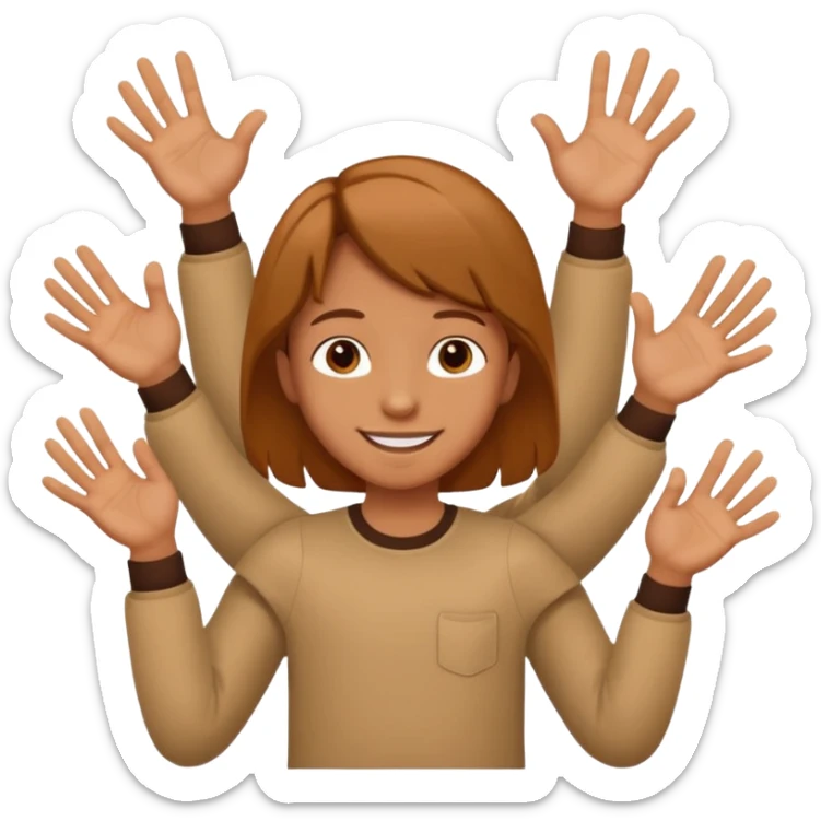 kid with tan hair and holding a six in his hand and a seven and the other hand sticker