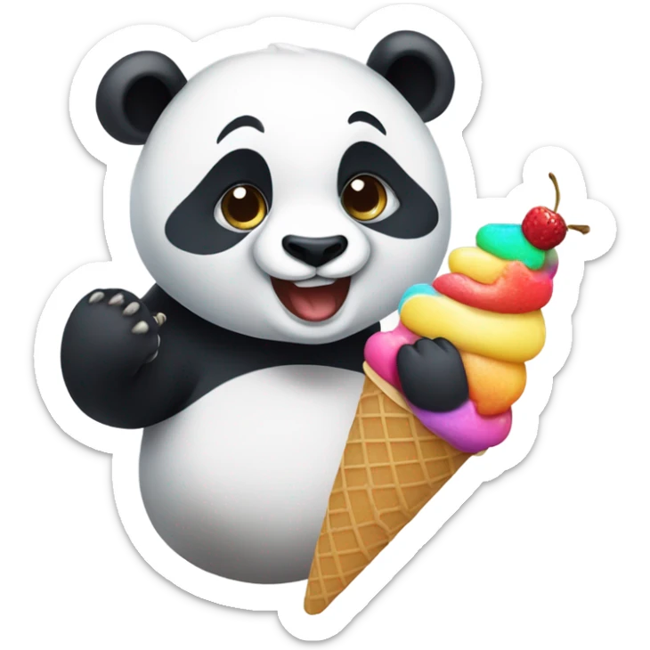 Panda eating ice cream sticker