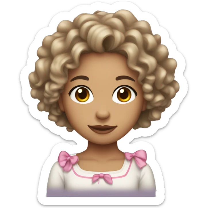 light skin girl with curly hair and bows in her hair  sticker