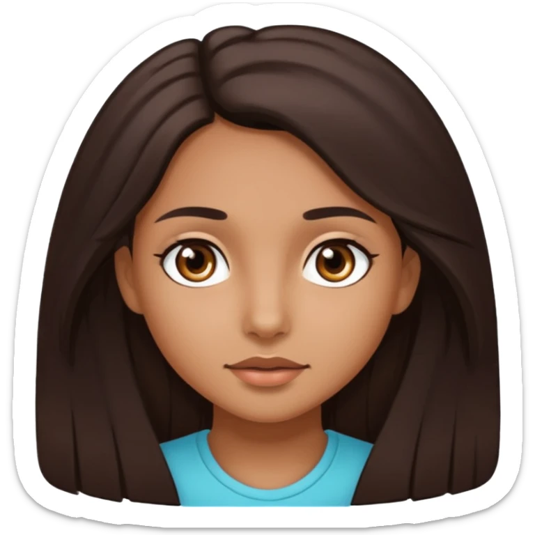 Girl with long dark brown hair and dark brown eyes with tan ish skin not too tan  sticker