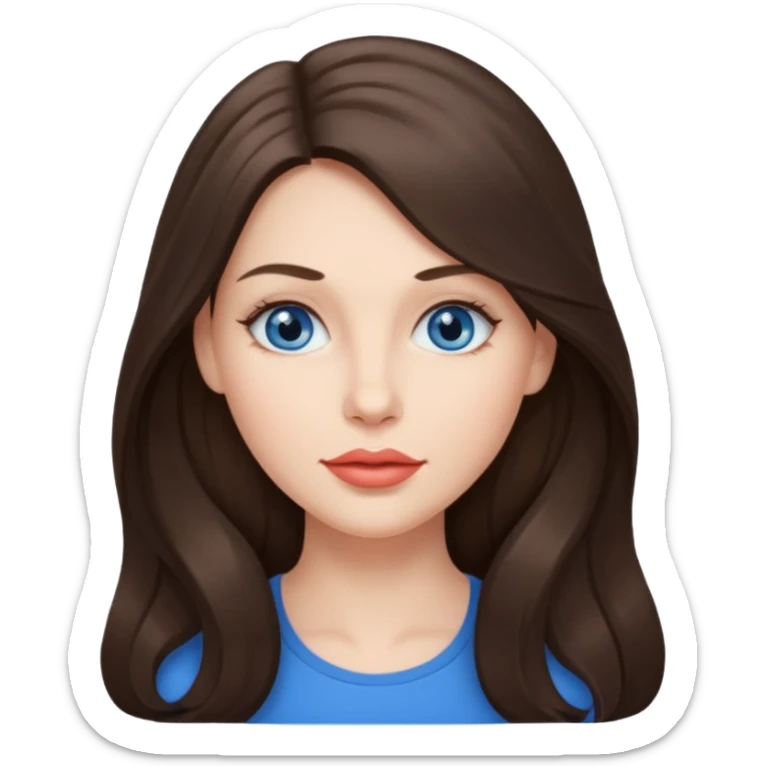 Woman with fair skin long brunette hair grey blue eyes and full lips sticker