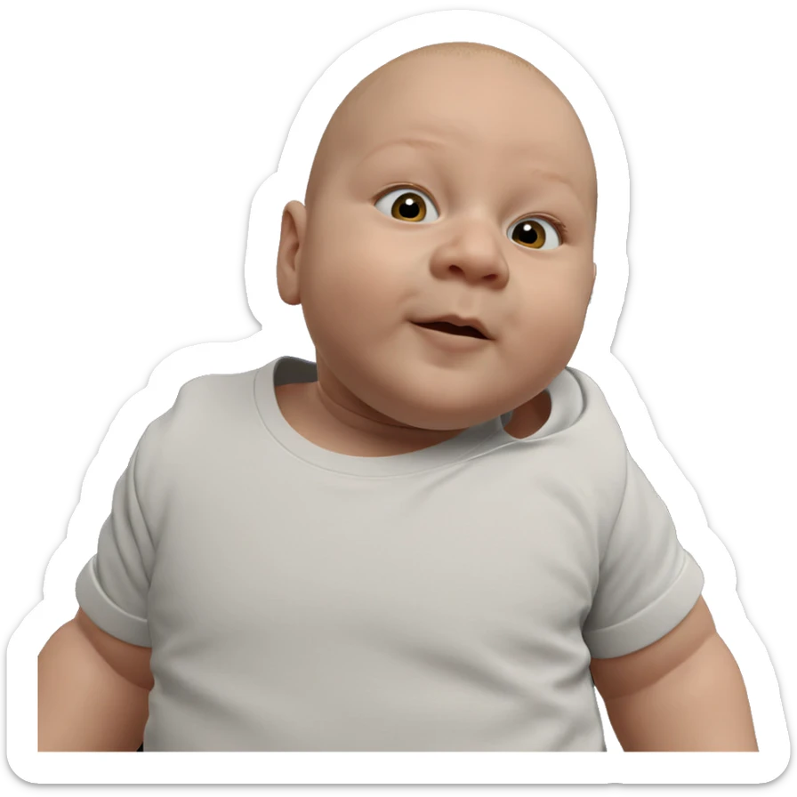 bald boy in t-shirt sticker