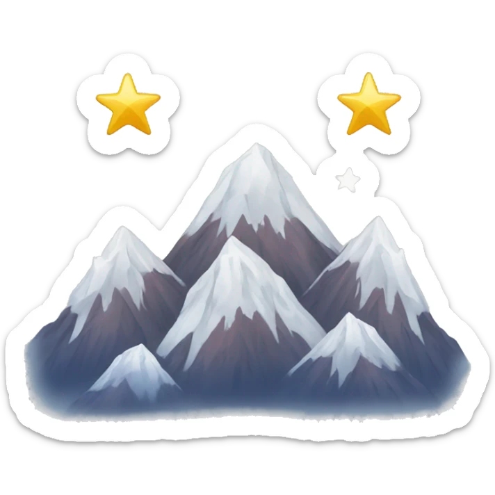 3 Snowy mountain tops with the one in the middle taller than the others, with 3 stars above them one star high than the other two sticker