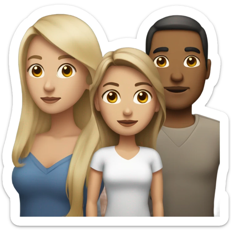 Puerto rican beard short brown hair  with blond long hair woman and brown long hair girl Family  sticker