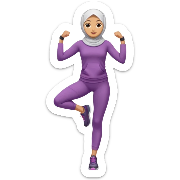 High resolution full body of a girl wearing a hijab and is a fitness trainer sticker