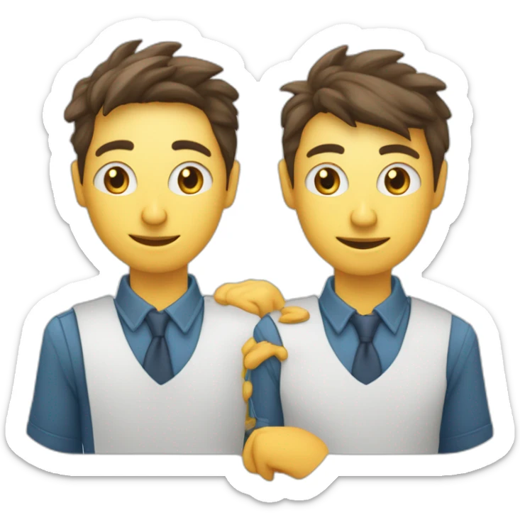 2 mains symétriques collées avec pouce index et majeur levés et orbiculaire et l’annulaire baissé sticker