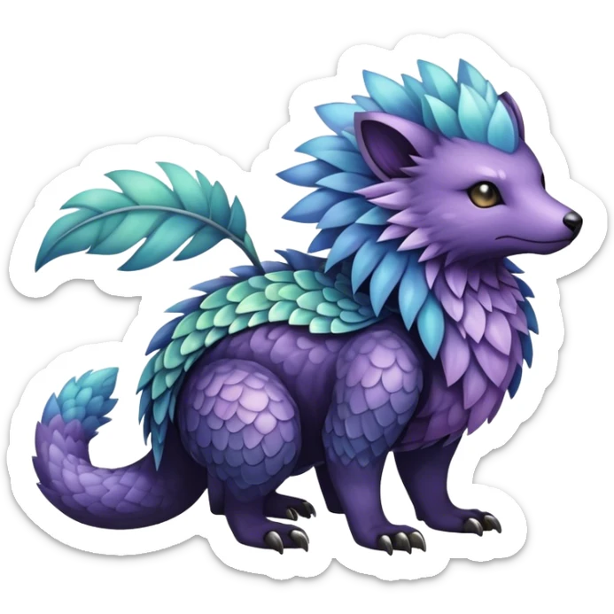 cool colorful dark pastel fantasy animal hybrid Fakemon full body sticker