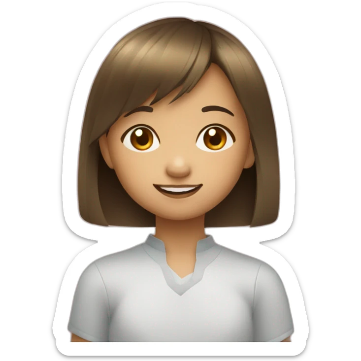 Filipino child girl with short hair fringe slim lost on front tooth sticker