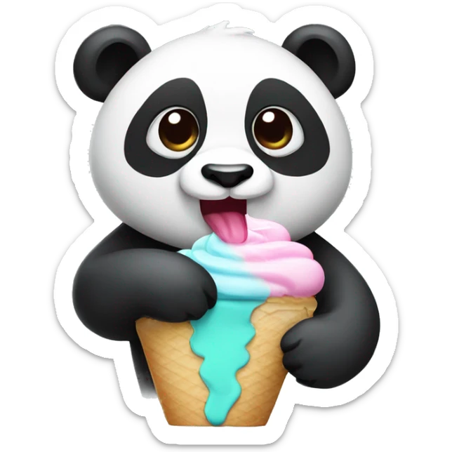 Panda eating ice cream sticker