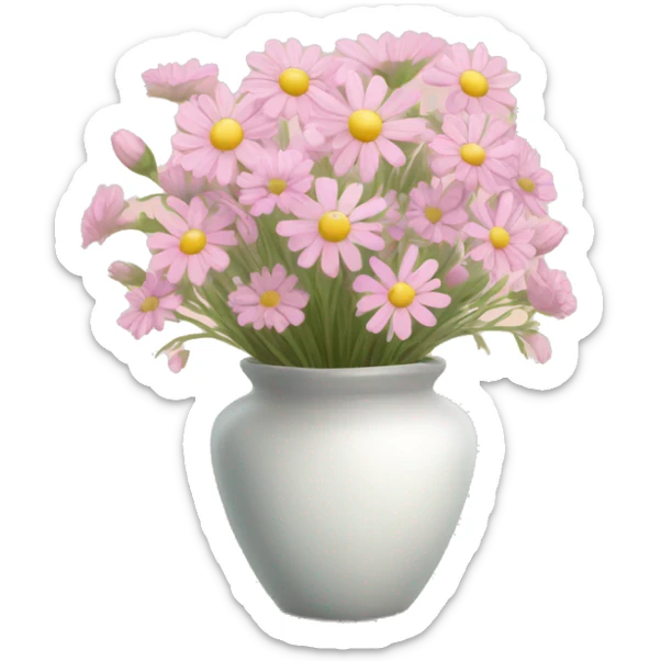 Bouquet of light pink wildflowers in a vase w sticker