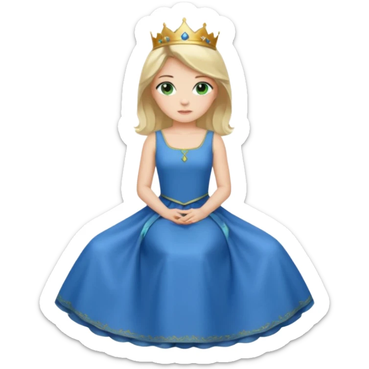 prince,  black Hair, blue eyes, garment,  woman, siiting on prince, white sleveless dress, blonde hair, green eyes, sticker