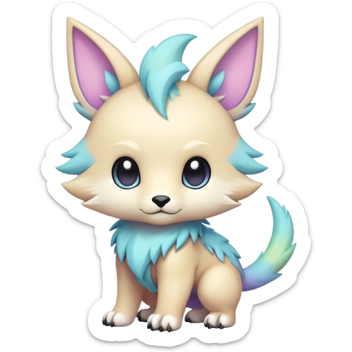 Adorable colorful chibi pastel edgy fantasy animal hybrid Fakemon full body sticker