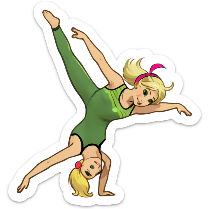 Blonde hair girl trying to do a cartwheel  sticker